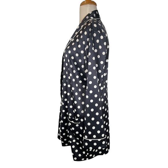 Something Navy Navy Blue & White Polka Dot Satin Pajama Robe – Size Small - Picture 3 of 10